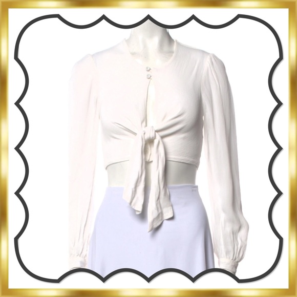 Reformation open front tie front Viscose V-Neck crop Top (2) - Picture 12 of 14